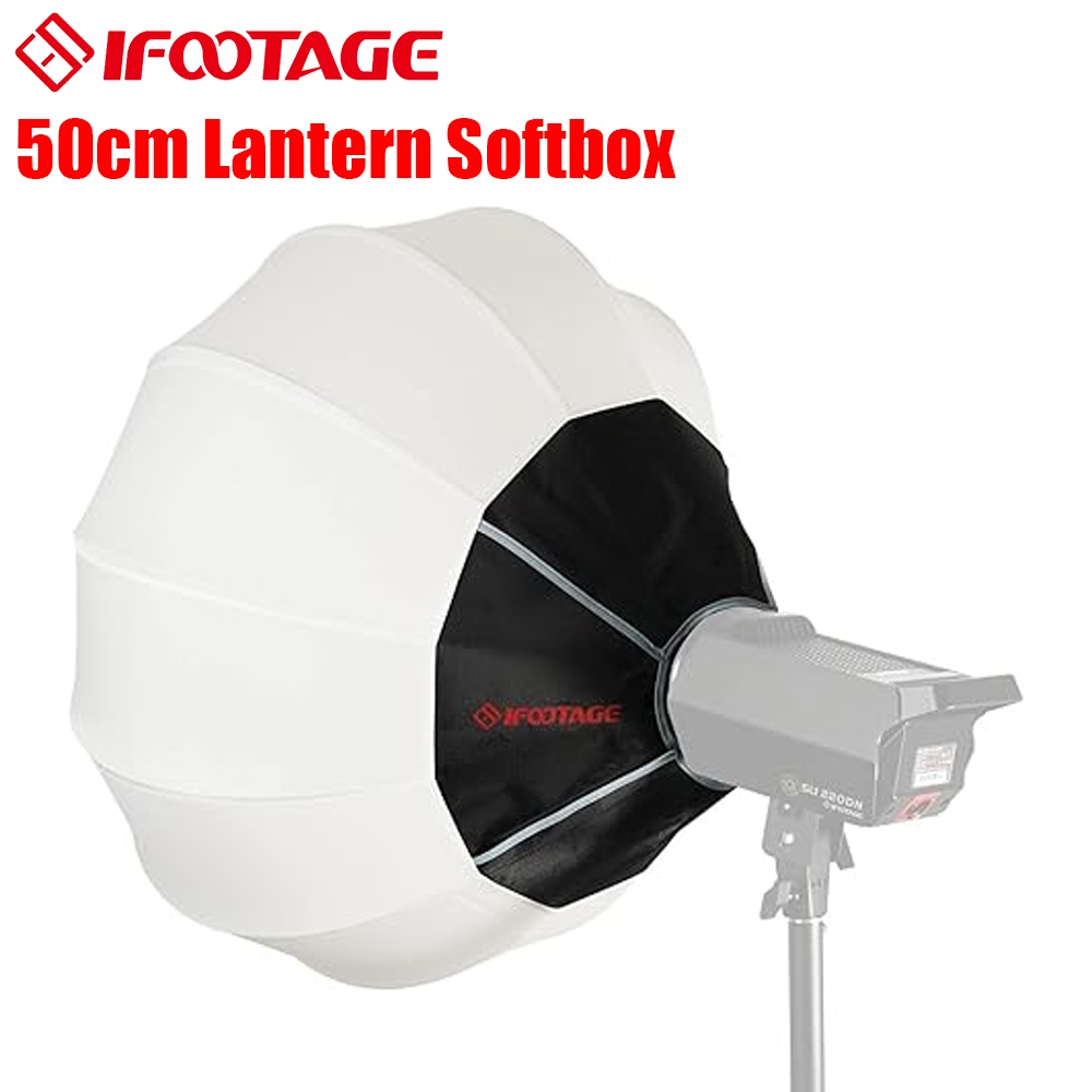 Barn Door Modifier - Ifootage ซอฟต์บ็อกซ์โคมไฟ65X65ซม., ติดตั้งเร็วพับได้รวดเร็วในขั้นตอนเดียวตัวดัดแปลงไฟ26in พร้อมประตูโรงนาผ้า